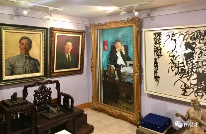 刘钢宅邸 从左至右：董希文《冼星海》《聂耳》；赵半狄《肖像》；王冬龄《乱书-长笑人生能几何》。 摄影：董林
