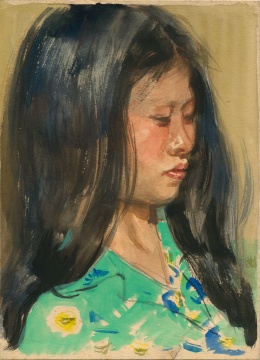 宗其香，《平梅像》，纸本水彩，18.5cm×13.3cm，1959年
