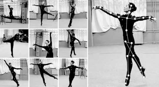 “跨媒介合作创作系统的研究与设计”项目中，芭蕾舞者和汉唐舞者的标志姿态和精彩瞬间
