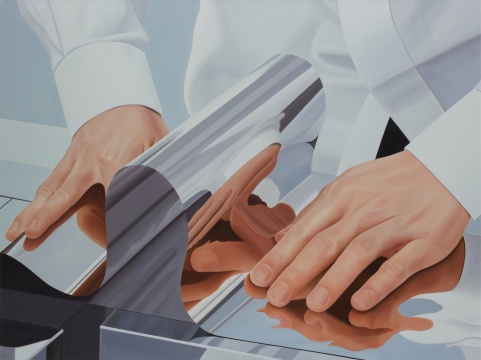 梁浩《制造最后一个字母的人》120×160cm 布面油画 2022
