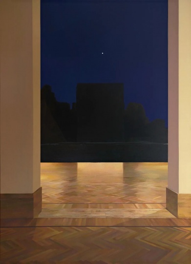 《在美术馆-圆室 3 11：05》275×200cm 布面油画 2023
