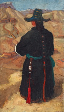孙宗慰，《蒙藏服饰》，布面油画，44×25cm，1943年
