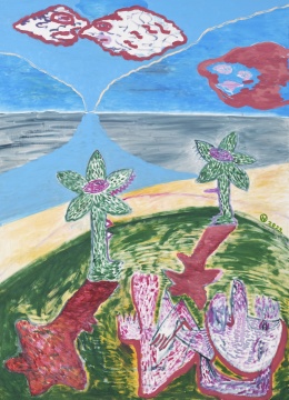 奶粉zhou 日光浴 布面油画 186×135cm,2023
奶粉zhou 日光浴 布面油画 186×135cm,2023