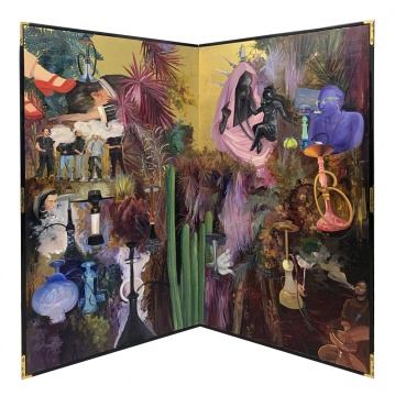 《终身美丽——本草纲目》171.5×94cm×2联,屏风上金箔油画,2023-2024
《终身美丽——本草纲目》171.5×94cm×2联,屏风上金箔油画,2023-2024