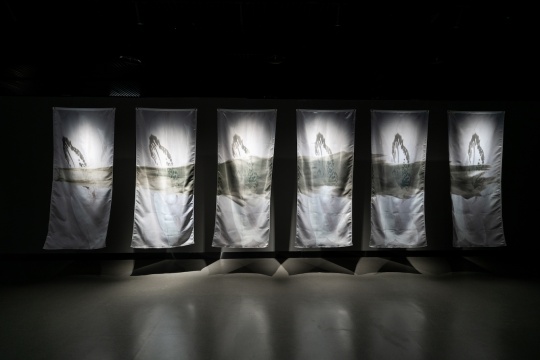 《火焰/花朵横断 II》,人造纤维,UV 打印,100x240 cm (每面 ),John Roloff
《火焰/花朵横断 II》,人造纤维,UV 打印,100x240 cm (每面 ),John Roloff