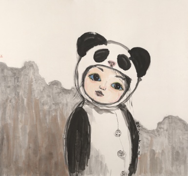 《熊猫宝宝》 180×192cm 纸本水墨 2009
