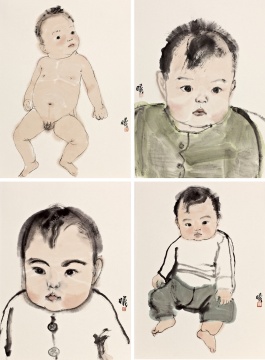 《宝宝四则》 45×30cm×4幅 纸本水墨 2011
