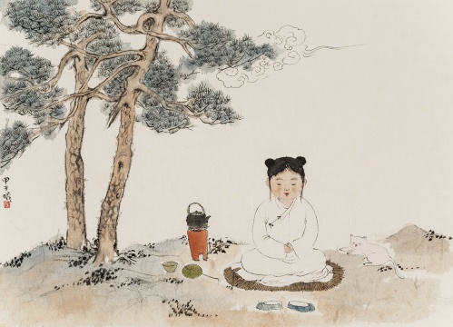 松下童子图 34×47cm 纸本水墨 2014
