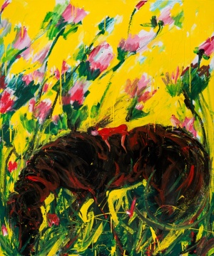 马上如花·梦马 120x100cm 2025 布面丙烯 综合材料 马上如花·梦马 120x100cm 2025 布面丙烯 综合材料