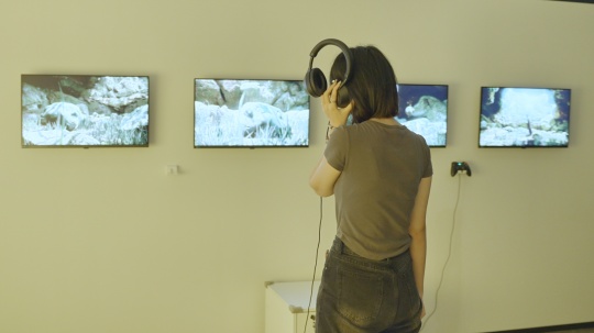 “共鸣·河博幻象——数字艺术快闪展”展览现场，2025年7月8日—10月10日，河北博物院，石家庄，河北省。
图片由Mousa缪萨科技文化提供。
