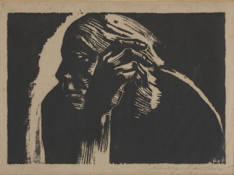 自画像,凯绥·珂勒惠支,1924年,24×33cm,木版单色,中央美术学院美术馆藏
自画像,凯绥·珂勒惠支,1924年,24×33cm,木版单色,中央美术学院美术馆藏