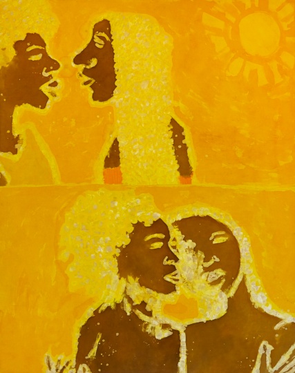 SOLA OLULODE The Feels, 2019 Ink, acrylic, pastel, and wax on canvas 59 4/5 × 48 in 152 × 122 cm
 SOLA OLULODE The Feels, 2019 Ink, acrylic, pastel, and wax on canvas 59 4/5 × 48 in 152 × 122 cm