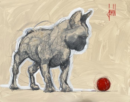 红色的球. 大卫·雅明. 73×92 cm. 布面丙烯. 2024. 将于HIAF2025展出
