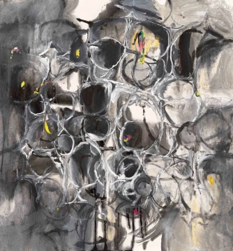 徐善循 烟花系列2025年作 水墨 丙烯 草木灰90 × 98 cm