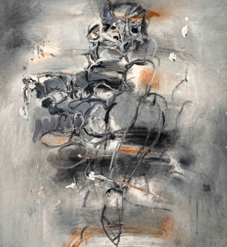 徐善循 草木灰线系列2024年作 水墨 丙烯 红土89 × 96 cm