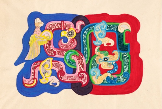 家（2022 年）

尺寸：100cmX100cm

材料：宣纸、颜彩、矿物质颜料
