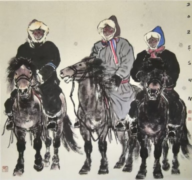 孙志钧 草原风情 68x68cm 纸本设色 2025
