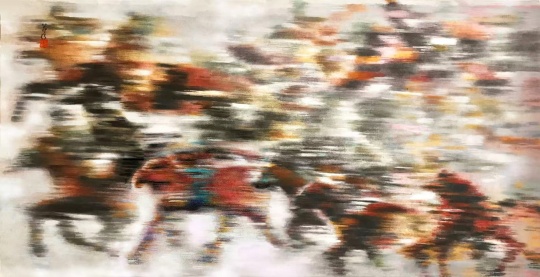 益行 万马奔腾 68x138cm 纸本设色 2026
