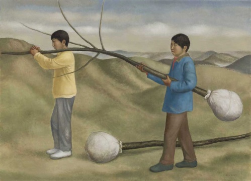 段建伟 《搬树》布面油画 130X180&nbsp; 2025年
