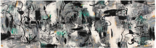 《沼泽》&nbsp; 2010年
67.5×213cm&nbsp; 水墨 丙烯 草木灰


