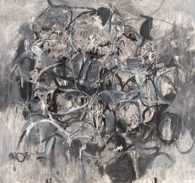 《烟花系列》&nbsp; &nbsp;2025年
180×190cm&nbsp; 水墨 丙烯 草木灰

