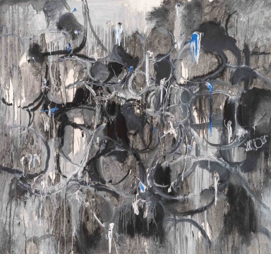 《烟花系列》&nbsp; &nbsp;2025年
180×190cm&nbsp; 水墨 丙烯 草木灰

