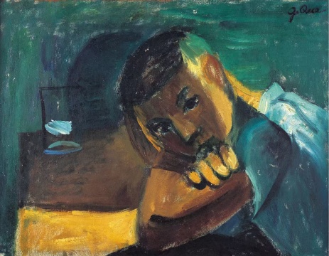 《男孩与玻璃杯》 吴大羽张功慤合作&nbsp;35×45cm&nbsp; 1956年油画