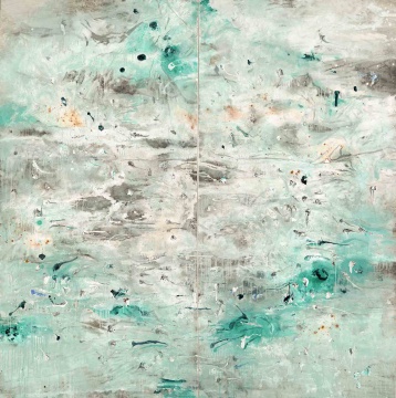 《庐山烟雨》&nbsp;246×247cm&nbsp;水墨 丙烯 草木灰&nbsp; 红土 2023&nbsp; &nbsp;
