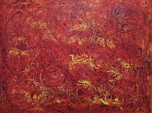 郝强&nbsp;存在之织:炽红的认知经纬&nbsp;120×90cm 2026