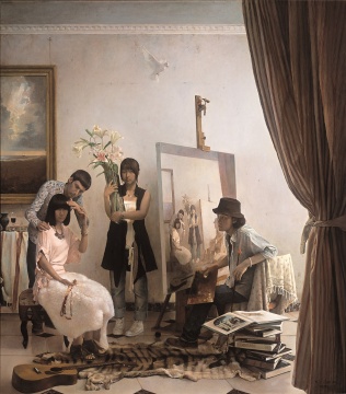 谢郴安《生活轨迹——停留在画室里的时间》135X120cm，布面油画，2010
