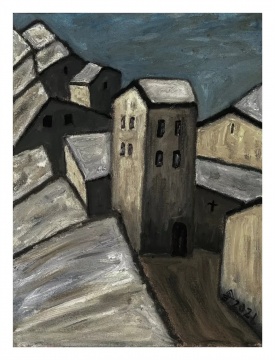 胡吉宏 《屯堡石头寨091》&nbsp;80x60cm&nbsp;布面油画
