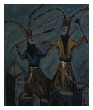 胡吉宏 《军傩系列041》&nbsp; 50x60cm&nbsp;&nbsp;布面油画

