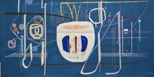 庞壔《色阶的变化-绿蓝调之二》纸本综合材料，134×269cm，2017
