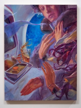 Flying Metal Capsule&nbsp;飞翔的金属胶囊&nbsp;2025&nbsp;木板油画&nbsp;61 x 45.7 cm&nbsp;