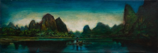 山水风景 油画 90cm*30cm
