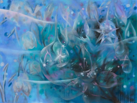孟月作品 《&nbsp;一阵风，一段旅程》&nbsp;布面油画&nbsp; &nbsp;150x200cm&nbsp; 2024
